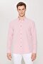 Men's Pink Wrinkle-Free Oxford Seersucker Pattern Slim Fit Slim Fit Button Collar Stretch Shirt