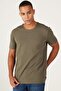 Men's Khaki 360 Degree All-Direction Stretching Slim Fit Crew Neck T-Shirt - 3
