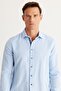 Men's Blue Slim Fit Narrow Cut Classic Collar 100% Cotton Dobby Shirt - 3