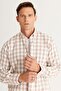 Men's Ecru-Brown Comfort Fit Relaxed Cut Button Collar Flannel Lumberjack Shirt - 5
