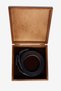 Men's Black-Navy Blue Special Wooden Gift Boxed 2-Piece Casual Belt Set Groom's Pack - 2