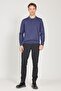 Men's Indigo Standard Fit Regular Cut Polo Collar Knitwear Sweater - 2