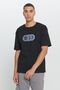 Men's Black Loose Fit Loose Cut 100% Cotton Printed Crew Neck T-Shirt - 4