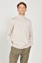 Men's Beige Melange Standard Fit Regular Cut Full Turtleneck Knitwear Sweater