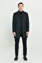 Men's Black Standard Fit Regular Cut Mono Collar Patterned Coat - 4