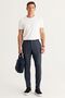 Men's Navy Blue Slim Fit Slim Fit Elastic Waist Flexible Classic Fabric Trousers - 3