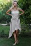Beige Strappy Washed Buckle-Woven Asymmetrical Casual Cotton Dress - 4