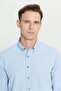 Men's Navy Blue Non-Wrinkle Oxford Seersucker Print Slim Fit Slim Fit Buttoned Lapel Stretchy Shirt - 5