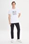 Men's White Slim Fit Slim Fit Cotton Flexible Printed Crew Neck T-Shirt - 2