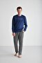 - Men's Navy Blue Round Collar Pajama Set 18757