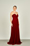 Women's Strapless Long Evening Dress 5437021 Burgundy - 3