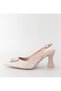 Beige Color Goblet Heel Open Back Women's Evening Dress Shoes - 3