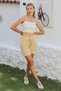 Apricot Color - Short Leg Muslin Shorts with Double Pockets and Elastic Tie Waist - 7