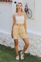 Apricot Color - Short Leg Muslin Shorts with Double Pockets and Elastic Tie Waist - 4