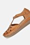 Women's Taba Khaki Leather 35-41-42 Number Strapped Flat Wedge Heels Side Open Sandals - 6