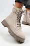 Adel Women's Genuine Leather Lace-up Inner Zipper Beige Suede-Mink Boots - 5