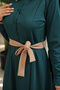 4466 Model Emerald Green Collared Hijab Dress - 5
