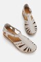 Women's Mink Genuine Leather 35-41-42 Size Strappy Flat Wedge Heel Side Open Sandals - 2