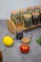 Viva 8-Piece Wooden Spice Jar Set, 8-Piece Spice Jar Set with Wooden Stand and Vacuum Lid - 4