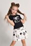 Girl's Cotton Patterned Shorts Skirt Suit - 2
