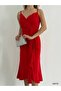 Women's Stylish Wedding Evening Dress with Straps and Belt - 5