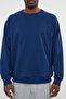 Navy Blue Oversize/Wide Cut Fleece Inside/Warm Raglan Sleeve Sweatshirt Tmnaw23Sw00190 - 5
