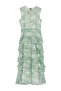 Green Floral Skirt Layered Chiffon Woven Evening Dress TCTSS24DB00007 - 7