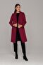 Snap Closure Belted Waist Coat Fuchsia 3854 - 4