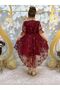 Girl's Evening Dress Butterfly Patterned Tulle Tailed Buckle - 2