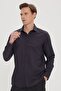Men's Black Slim Fit Slim Fit Buttoned Collar Linen Look 100% Cotton Flared Shirt - 4