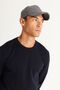 Men's Navy Blue Standard Fit Regular Cut Crew Neck Cotton Knitwear Sweater - 3