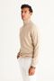 Men's Beige Standard Fit Regular Cut Non-pilling Full Turtleneck Knitwear Sweater - 2