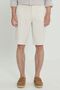 Men's Grey-Ecru 100% Cotton Linen Look Comfort Fit Relaxed Fit Striped Side Pocket Shorts - 2