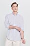 Men's Gray Linen Comfort Fit Relaxed Fit Button Collar Casual Shirt - 2