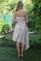 Beige Strappy Washed Buckle-Woven Asymmetrical Casual Cotton Dress - 8