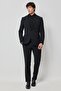 Men's Black Slim Fit Narrow Cut Mono Collar Suit with Travel Bag - 4