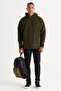 Men's Khaki Oversize Loose-Fit Hooded Fleece Sweatshirt - 2