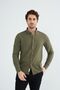Dark Khaki Modern Slim Fit Linen Look Flam Long Sleeve Men's Shirt