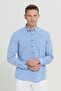 Men's Blue Slim Fit Slim Fit 100% Cotton Dobby Button Collar Casual Shirt - 3