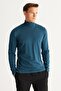 Men's Petrol Standard Fit Normal Cut Full Turtleneck Knitwear Sweater - 4