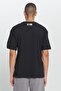 Men's Black Loose Fit Loose Cut 100% Cotton Slogan Printed Crew Neck T-Shirt - 5