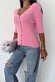 Women's Pink Buttoned Cotton Knitwear Cardigan - 4