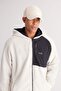 Men's Beige Oversize Loose Cut Hooded Sherpa Fleece Sweatshirt Jacket - 5