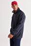 Men's Indigo Melange Loose Fit Fleece Thread High Bato Collar Cotton Sweatshirt - 4