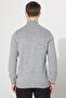 Men's Gray Standard Fit Regular Cut Stand-Up Bato Collar Raised Soft Textured Knitwear Sweater - 7