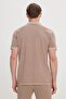 Men's Dark Beige Slim Fit Slim Fit 100% Cotton Printed Polo Collar T-Shirt - 5