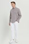 Men's Brown Linen Comfort Fit Relaxed Fit Buttoned Lapel Casual Shirt - 3