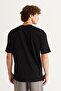Men's Black Long Fit Slim Fit Crew Neck 100% Cotton Printed T-Shirt - 7