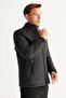 Men's Black Standard Fit Regular Cut Stand Collar Shoulder Detailed Winter Coat - 4