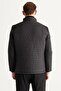 Men's Black Standard Fit Regular Cut Stand Collar Shoulder Detailed Winter Coat - 6